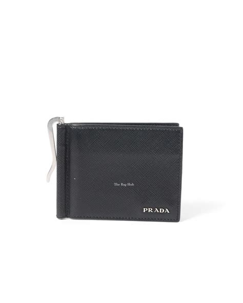 Prada saffiano money clip wallet